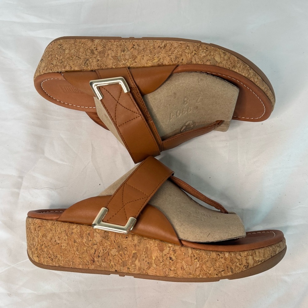 Fitflop Tan Cork Wedge Sandals